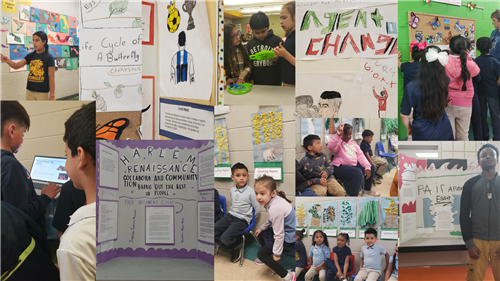 A collage of students showing their work 